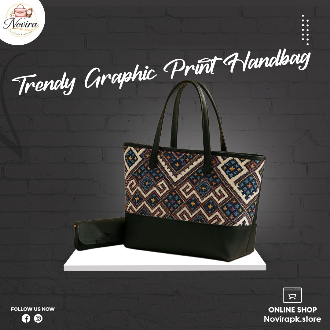 TRENDY GRAPHIC PRINTED HAND BAGS
