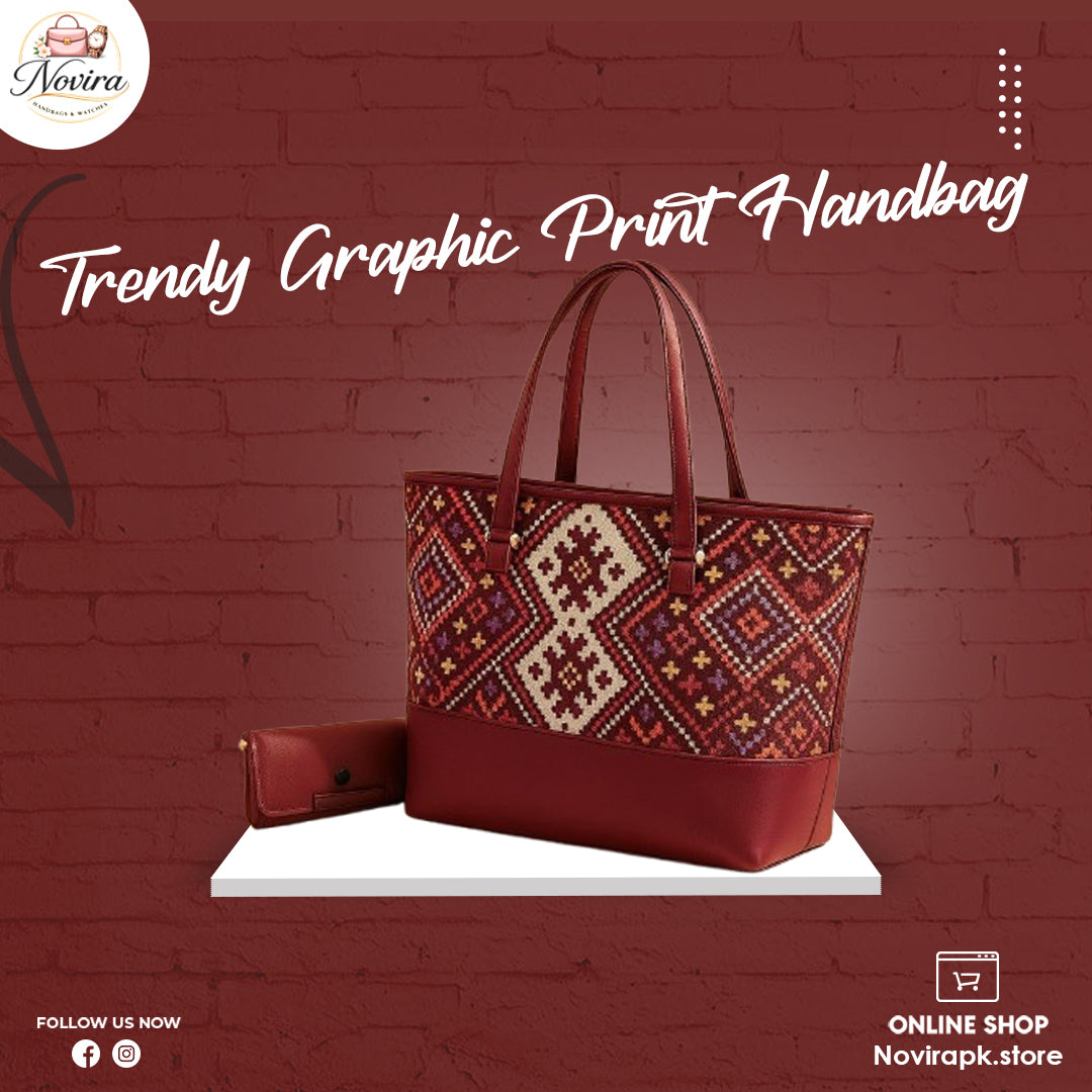 TRENDY GRAPHIC PRINTED HAND BAGS