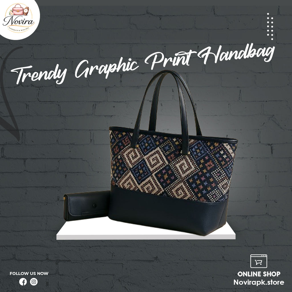TRENDY GRAPHIC PRINTED HAND BAGS